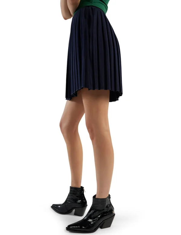 New LES TIEN Paulina Box Pleat Tennis Skirt Navy