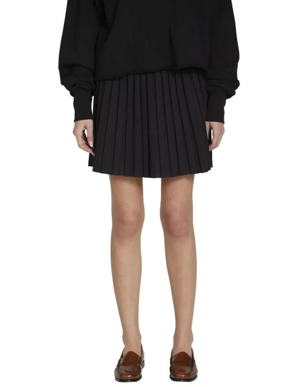 Online LES TIEN Paulina Box Pleat Tennis Skirt Jet Black