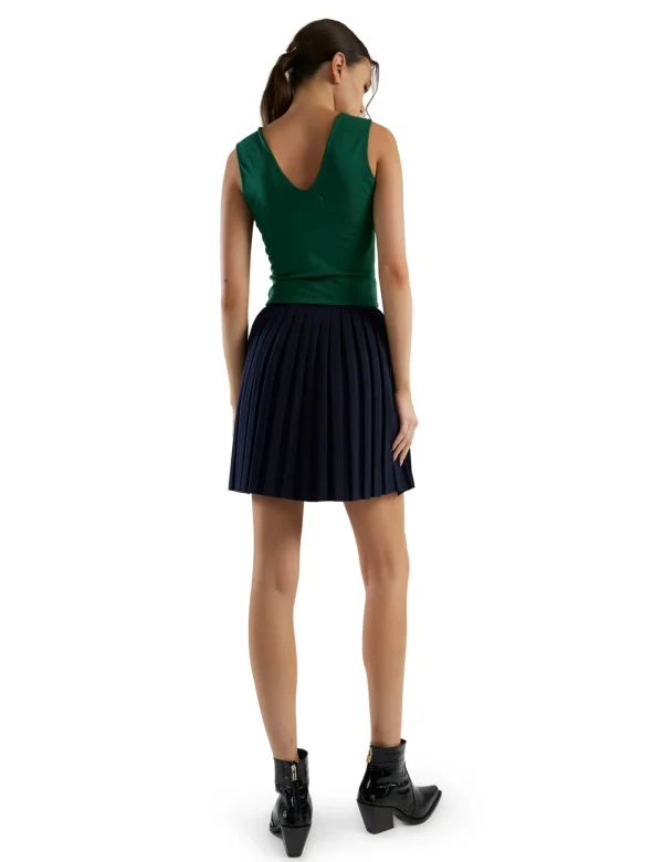 New LES TIEN Paulina Box Pleat Tennis Skirt Navy