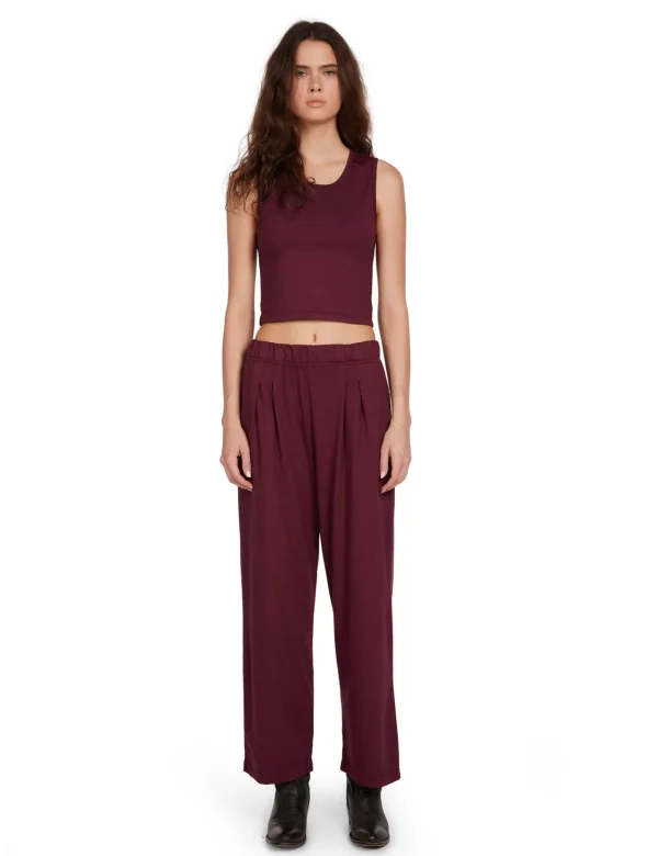 Fashion LES TIEN Penny Pleat Front Pant Bordeaux
