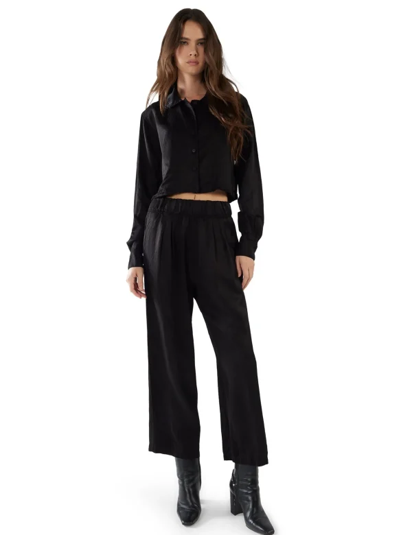 Clearance LES TIEN Penny Pleat Front Pant Jet Black