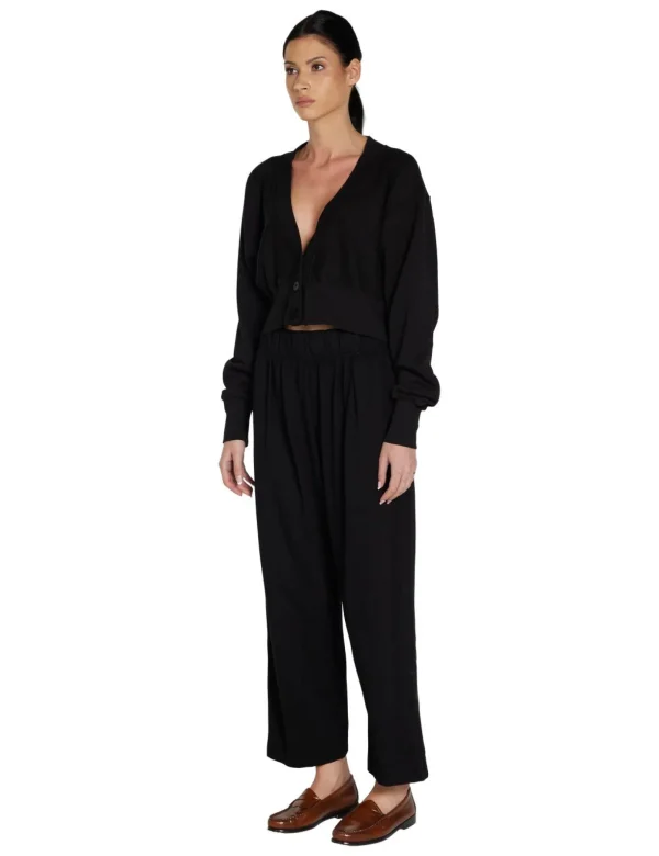 Hot LES TIEN Penny Pleat Front Pant Jet Black