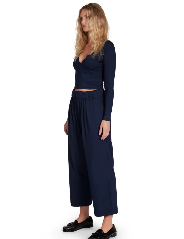 Clearance LES TIEN Penny Pleat Front Pant Navy