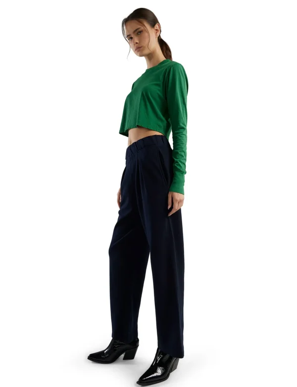 Online LES TIEN Penny Pleat Front Pant Navy