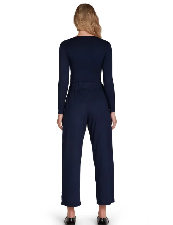 Clearance LES TIEN Penny Pleat Front Pant Navy