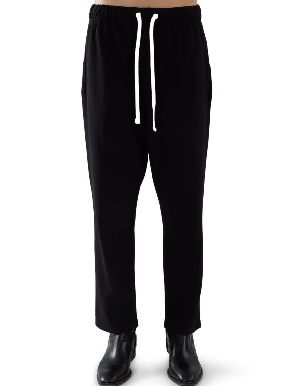 Discount LES TIEN Piqué Cropped Relaxed Pant Jet Black
