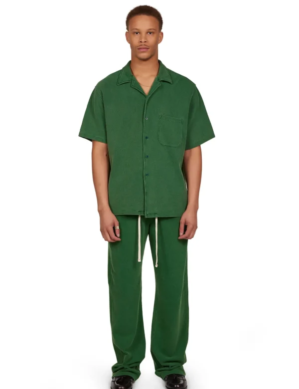 Sale LES TIEN Piqué Cuban Shirt Washed Verde