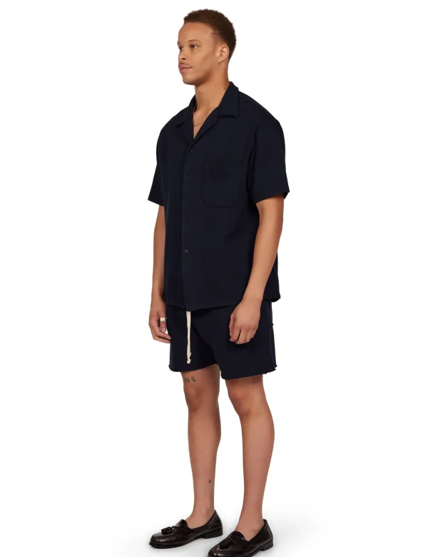 Hot LES TIEN Piqué Cuban Shirt Navy