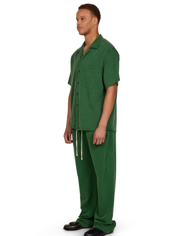 Sale LES TIEN Piqué Cuban Shirt Washed Verde