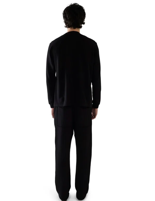 Hot LES TIEN Piqué Mock Neck Shirt Jet Black