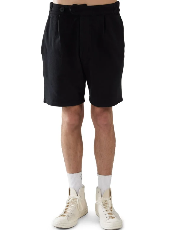 Clearance LES TIEN Piqué Pleated Tuxedo Short Black Stone