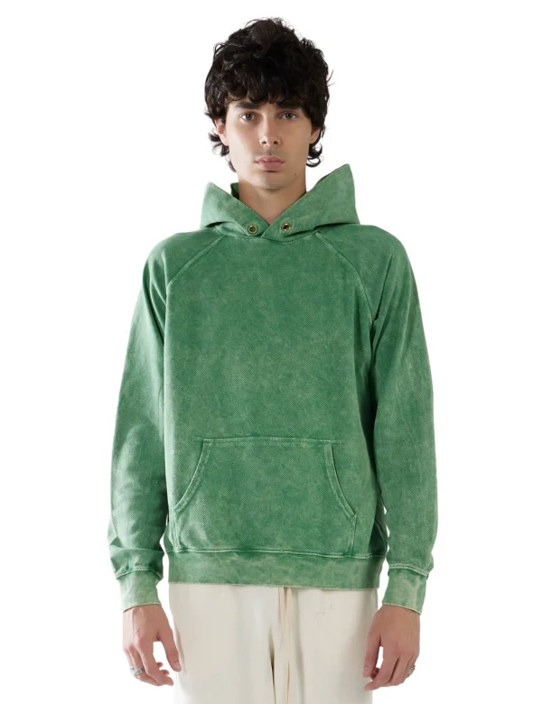 Online LES TIEN Piqué Raglan Hoodie Acid Succulent