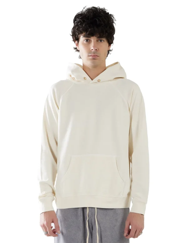 Clearance LES TIEN Piqué Raglan Hoodie Ivory Stone