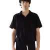Outlet LES TIEN Piqué S/S Banded Tennis Polo Jet Black