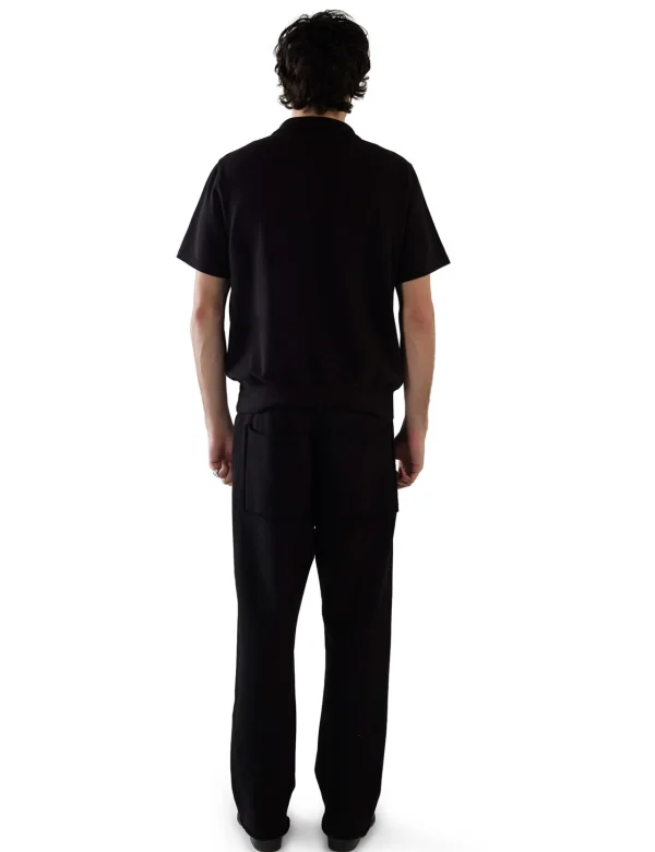 Outlet LES TIEN Piqué S/S Banded Tennis Polo Jet Black