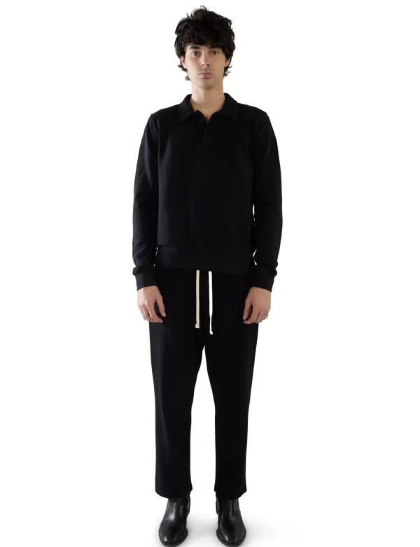 New LES TIEN Piqué Tennis Polo Black Stone