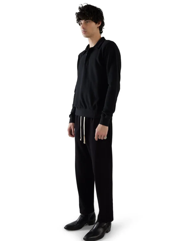New LES TIEN Piqué Tennis Polo Black Stone