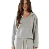 Clearance LES TIEN Rachel Raw Crop Hoodie Heather Grey