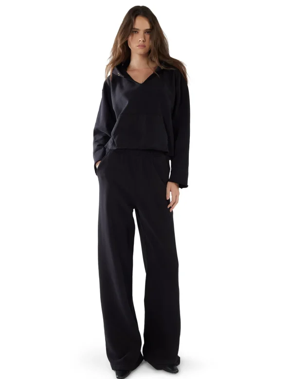 Online LES TIEN Rachel Raw Crop Hoodie Jet Black