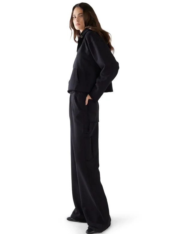 Online LES TIEN Rachel Raw Crop Hoodie Jet Black