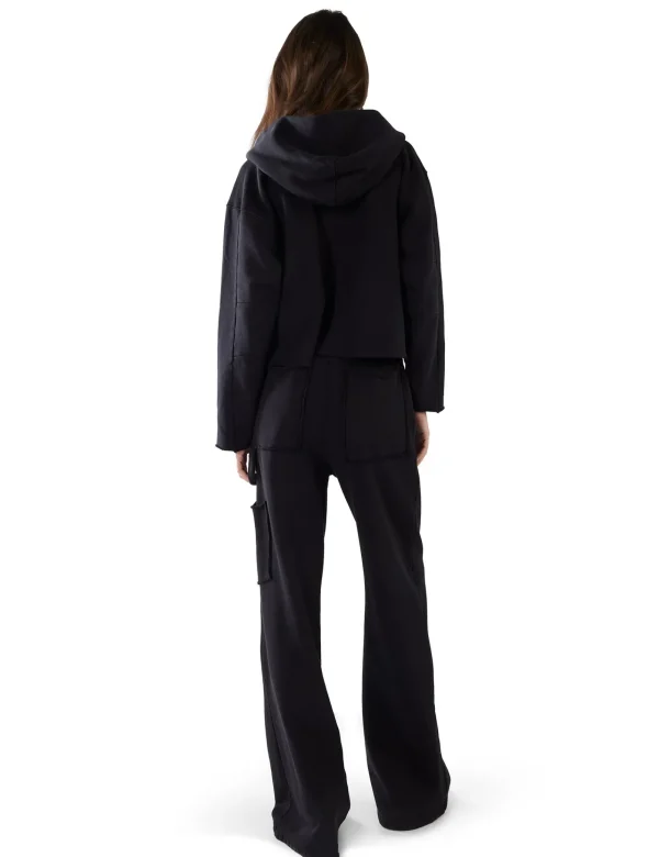 Online LES TIEN Rachel Raw Crop Hoodie Jet Black