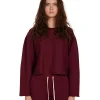 Discount LES TIEN Raven Raw Crop Crew Bordeaux