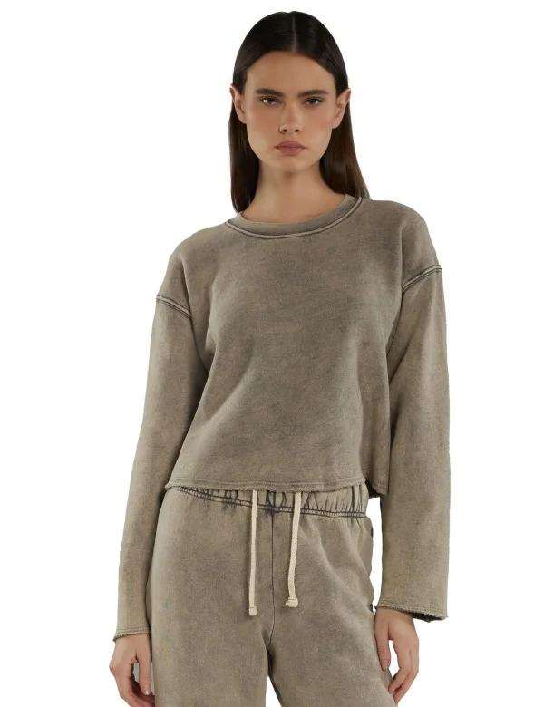 Online LES TIEN Raven Raw Crop Crew Dove Mineral