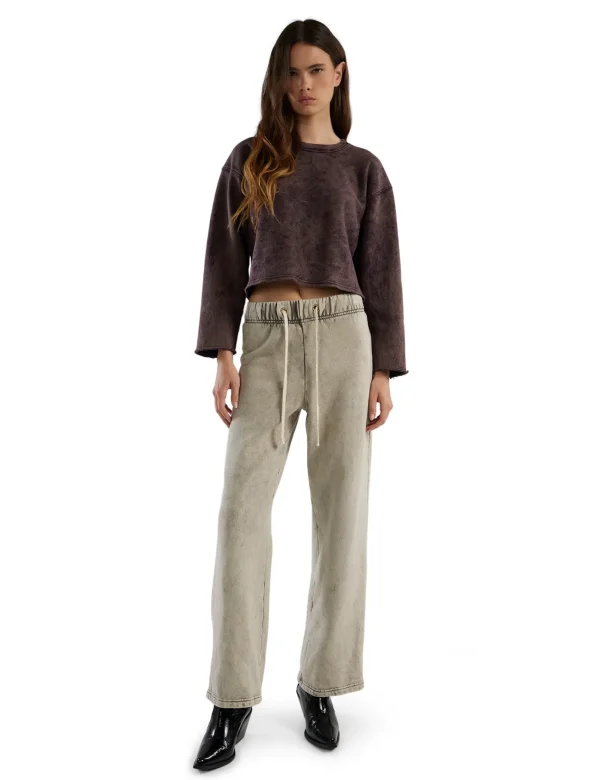 Online LES TIEN Raven Raw Crop Crew Fig Mineral