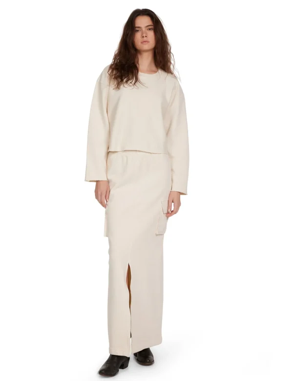 Outlet LES TIEN Raven Raw Crop Crew Ivory