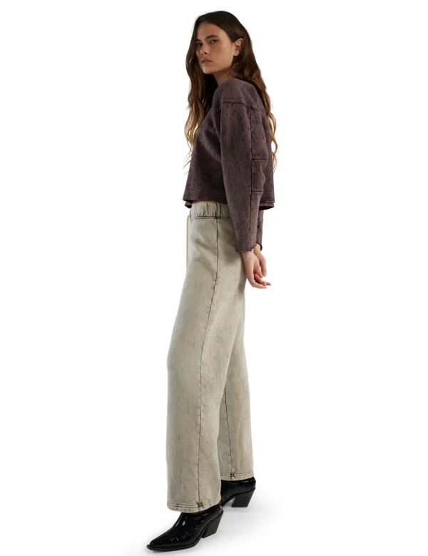Online LES TIEN Raven Raw Crop Crew Fig Mineral