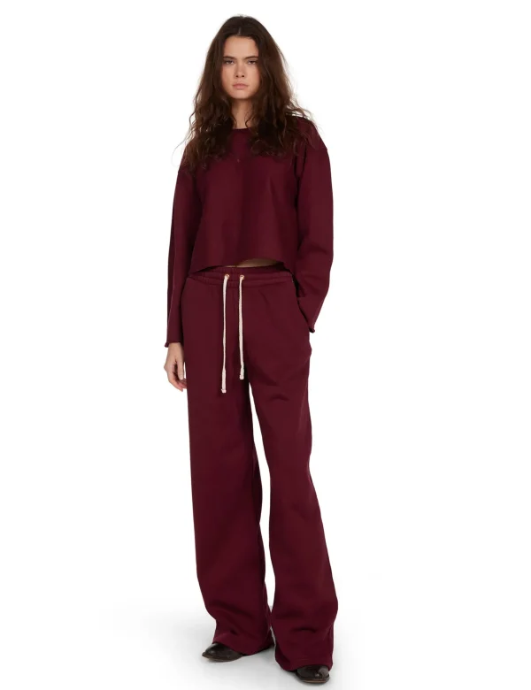 Discount LES TIEN Raven Raw Crop Crew Bordeaux
