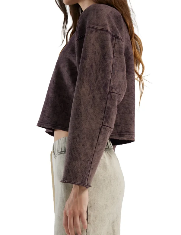 Online LES TIEN Raven Raw Crop Crew Fig Mineral