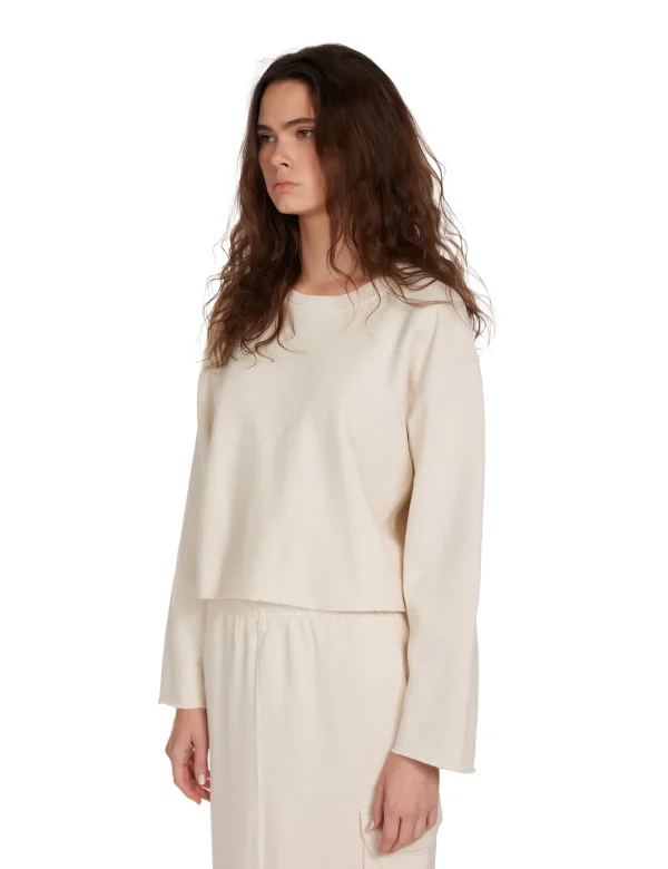 Outlet LES TIEN Raven Raw Crop Crew Ivory
