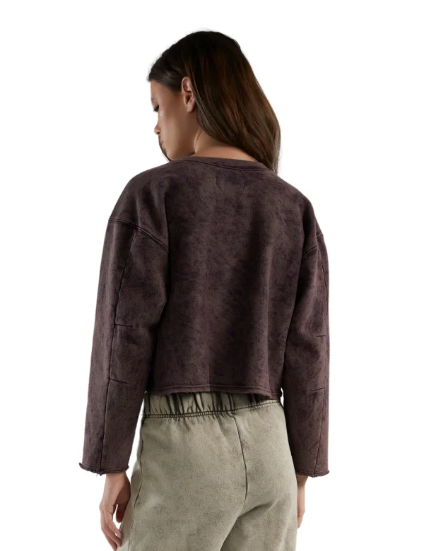 Online LES TIEN Raven Raw Crop Crew Fig Mineral