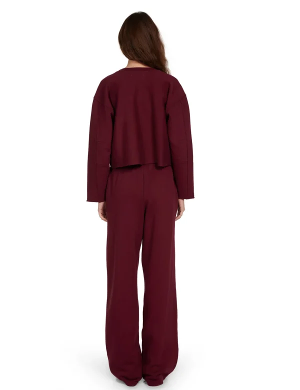 Discount LES TIEN Raven Raw Crop Crew Bordeaux