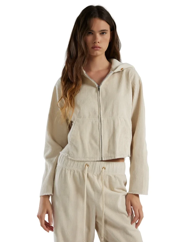 Online LES TIEN Rosa Raw Zip Hoodie Ivory