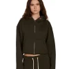 Discount LES TIEN Rosa Raw Zip Hoodie Forest