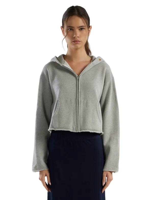 Outlet LES TIEN Rosa Raw Zip Hoodie Heather Grey