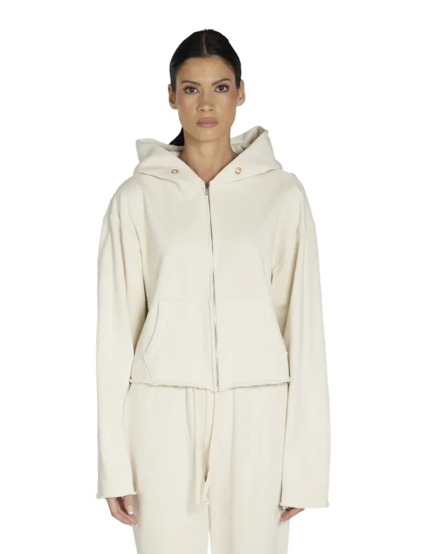 Best LES TIEN Rosa Raw Zip Hoodie Ivory