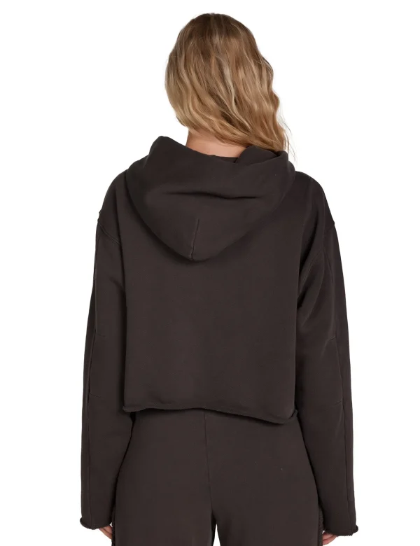 Discount LES TIEN Rosa Raw Zip Hoodie Vintage Black