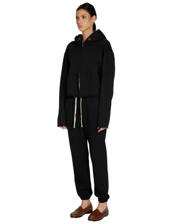 Sale LES TIEN Rosa Raw Zip Hoodie Jet Black