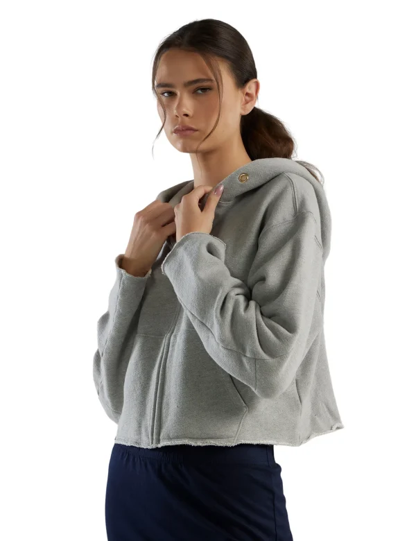 Outlet LES TIEN Rosa Raw Zip Hoodie Heather Grey