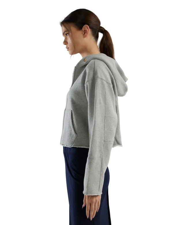 Outlet LES TIEN Rosa Raw Zip Hoodie Heather Grey