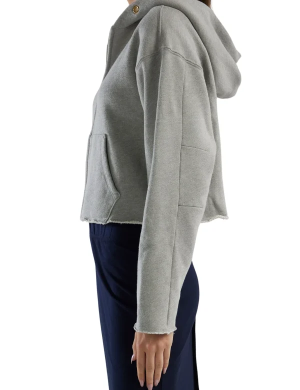 Outlet LES TIEN Rosa Raw Zip Hoodie Heather Grey