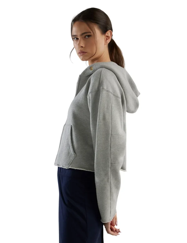 Outlet LES TIEN Rosa Raw Zip Hoodie Heather Grey