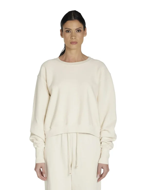 Clearance LES TIEN Ryder Crop Crew Ivory