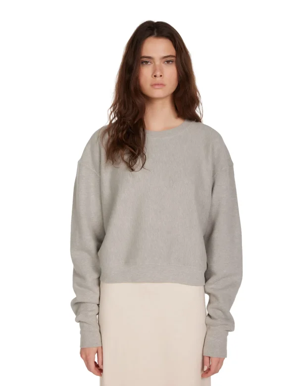 Best LES TIEN Ryder Crop Crew Heather Grey