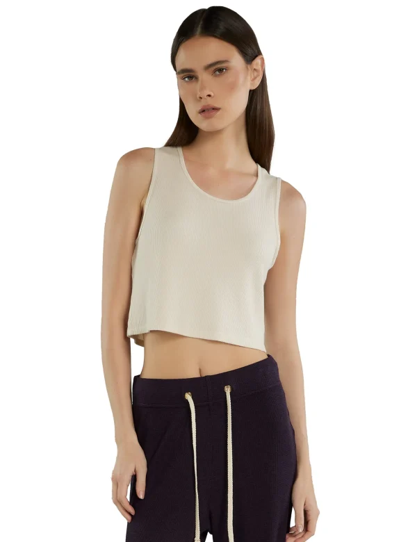 New LES TIEN Talya Crop Tank Ivory