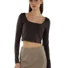 Sale LES TIEN Tess Square Neck Long Sleeve Vintage Black