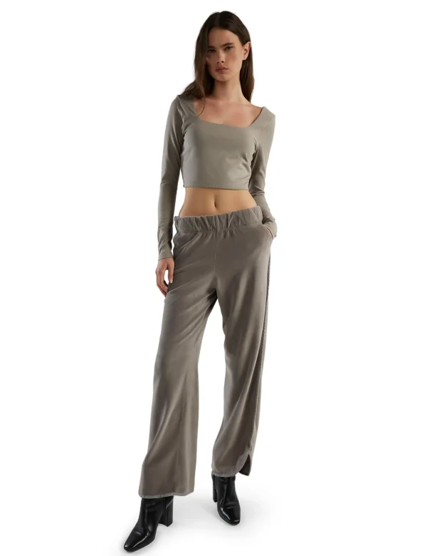 Discount LES TIEN Tess Square Neck Long Sleeve Dove